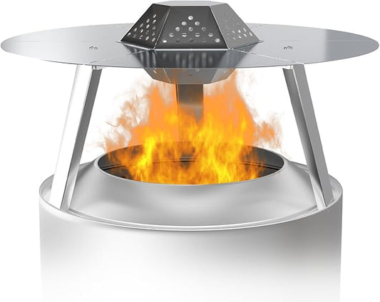 Heat Deflector for Solo Stove Yukon 27", 304 Stainless Steel Heat Diffuser with Handle & Legs,Heat Radiation for Wider Warmth Area, Compatible with Yukon 27" Outdoor Fire Pits, for Camping,Backyard
