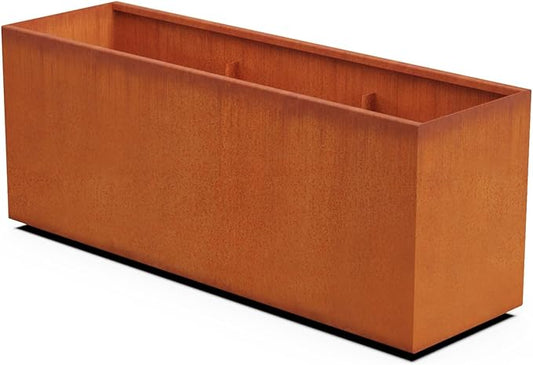Plantercraft Large Rectangular Planters for Outdoor Plants | 60x18x24 Corten Steel Planter Box | Extra Large Outdoor Planters for Patio & Garden Divider | Weathering Steel Metal Planter