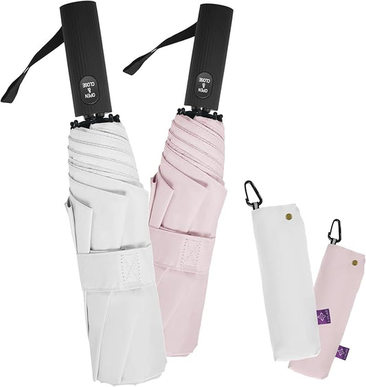 UV Travel Umbrella for Sun Protection & Rain, Compact Windproof Folding, Refined craftsmanship, Auto Open/Close, 43" Canopy with color coating, UPF 100+ UV Blocking, TSA Approved