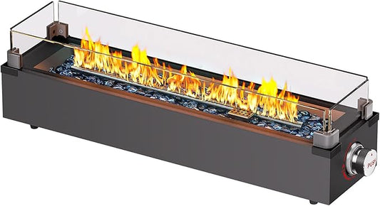 Ciays 28 Inch Table Top Propane Fire Pit, 50,000 BTU Tabletop Firepit with Glass Wind Guard & Glass Beads, Nylon Cover, Portable Outdoor Portable Fireplace for Patio and Camping