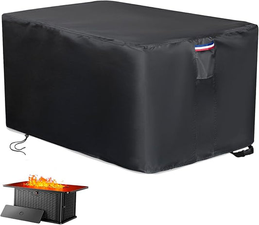Fire Pit Cover Rectangular,600D Outdoor Furniture Covers Waterproof For Patio Tables,42" Propane Gas Firepit Table Cover For Rectangle Fireplace,42"L x 20"W x 24"H