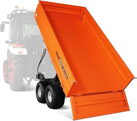 2-Ton Capacity Hydraulic Dumping Heavy-Duty Dump Dumper Cart Agricultural Farm Trailer Cart Mechanical Trailer with Tail Light, Model DT4X8