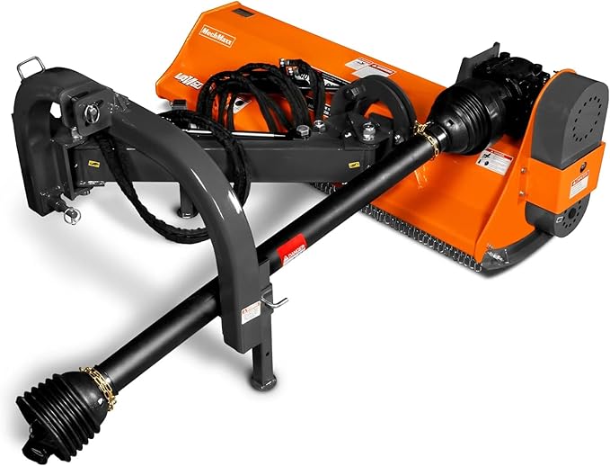 60" Inch PTO Drive 3 Point Hitch Offset Flail Ditch Bank Mower for 25-60HP Tractor, 77'' Offset Distance,60°/90° Rotation Angle, 24 Hammers, Model VAM60