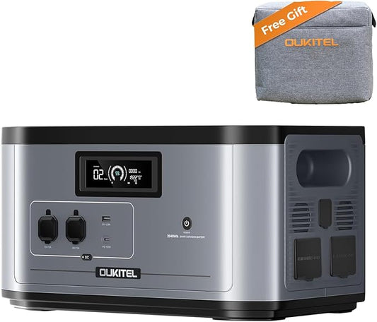 Portable Solar Generator 2048Wh Extra Lifepo4 Expansion Battery, FFPOWER B2000 AC MC4 Car Cables for OUKITEL BP2000 Power Station, Off-Grid for Power Outage Home Emergency Backup RV Essentials Camping