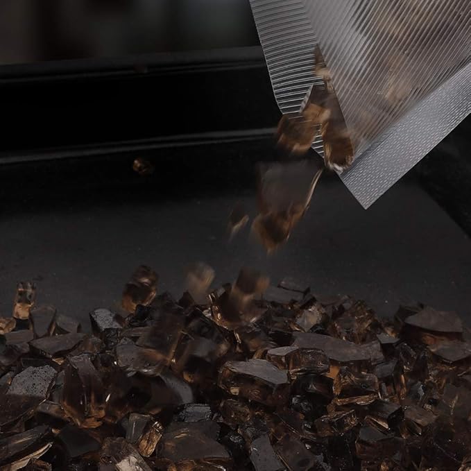 Onlyfire 10 pounds Fire Glass for Propane Gas Fire Pit, 1/4-Inch High Luster Fireplace Glass Rocks for Fire Pit Table, Copper