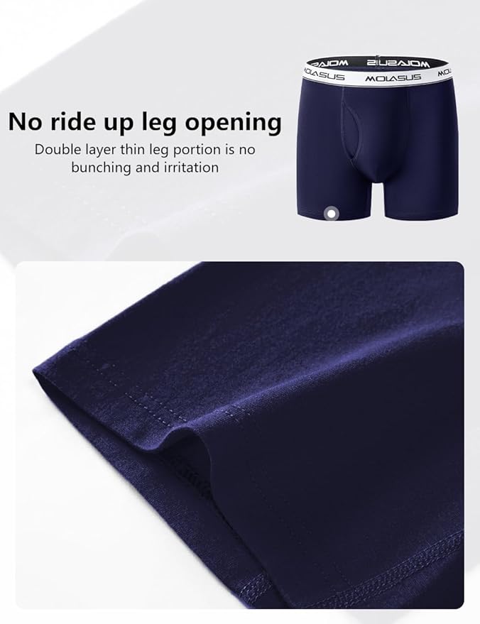 Molasus Boys Underwear Cotton Boxer Briefs With Fly for 6-20 Years Old Teen 5 Pack