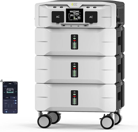 IEE SP5000 7680Wh Solar Power Station, 5000W(9000 Peak) AC Output, 120V/240V Split Phase LFP Battery, 1.6h Fast Charge Portable Power Generator for Home Backup, Emergency, RV