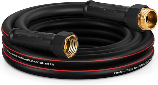 Short Garden Hose 10ft x 5/8", NON-EXPANDABLE Heavy Duty Premium Flexible Water Hose, No Kink, Leakproof, Lightweight Hybrid Hose with Male to Female Fittings for Household&Backyard