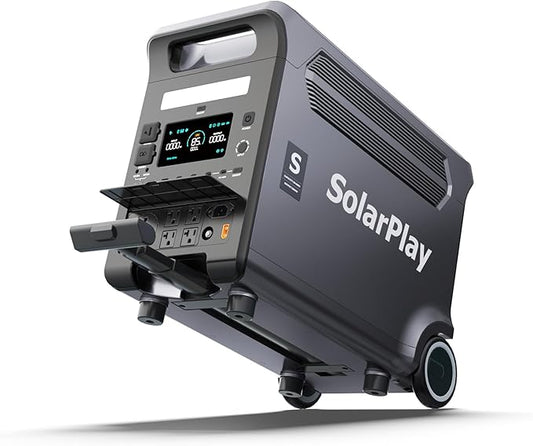 SolarPlay Portable Power Station, 3600W((5500W Peak), 3840Wh Solar Generator 2Hrs Fast Charging LiFePO4 Battery, Adjustable Input Power, UPS function with AC output for Home Camping Outdoor Backup