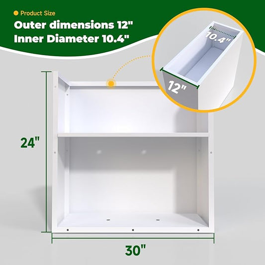 White Metal Planter Box 30" x 12" x 24" for Outdoor Plants Galvanized Steel Outdoor Planter Spliced Rectangular Flower Box with Partitions for Outside,Indoor,Garden (White, 30 * 12 * 24)
