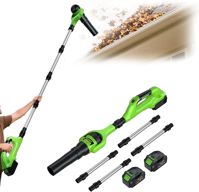 Leaf Blower Cordless,21V | 96" Electric Leaf Blower with 2 x 3.0Ah Batteries 3 Speed Modes 500CFM/180MPH Handheld Battery Powered Blower for Lawn Care Yard Patio Dust Snow Car Interior Garage Cleaning
