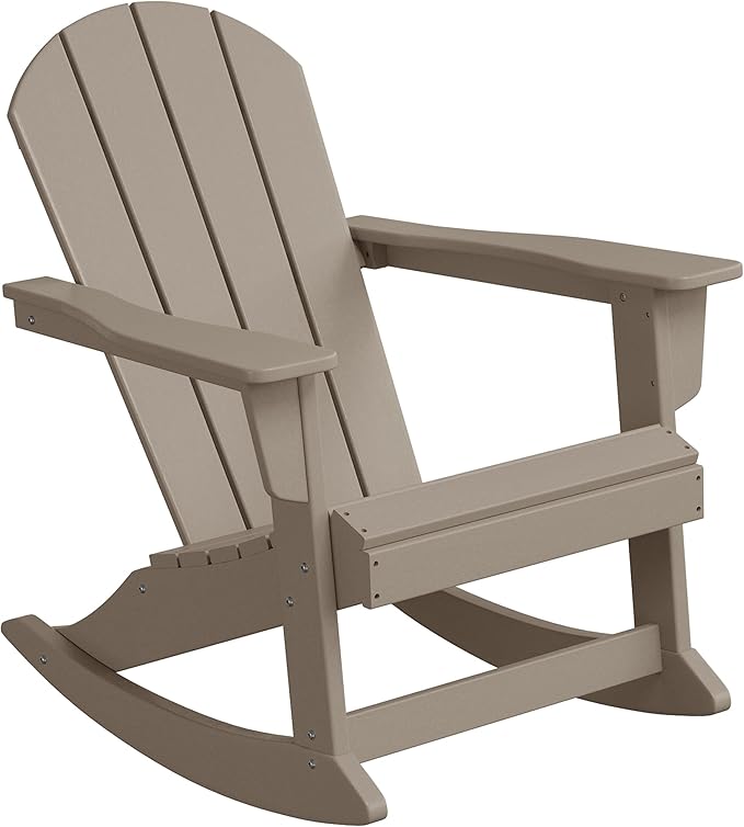 WestinTrends Malibu Outdoor/Patio Poly Adirondack Rocking Chair, Weathered Wood