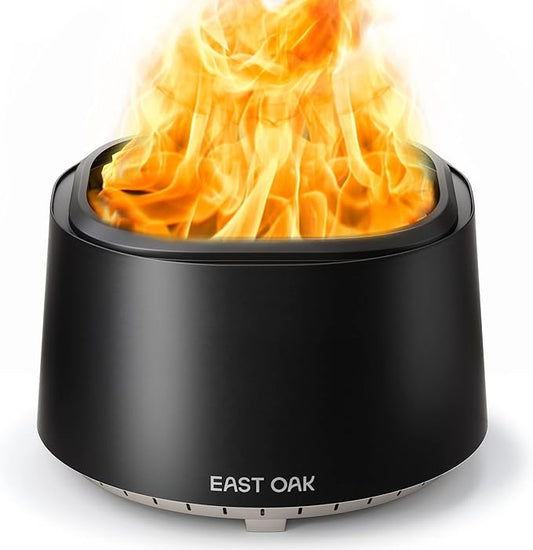 EAST OAK Fire Pit 29", Stainless Steel Smokeless Fire Pits for Outside Large Wood Burning Firepit with Poker & Removable Ash Pan, Portable Bonfire Pit for Patio, Backyard,Pitch Charcoal