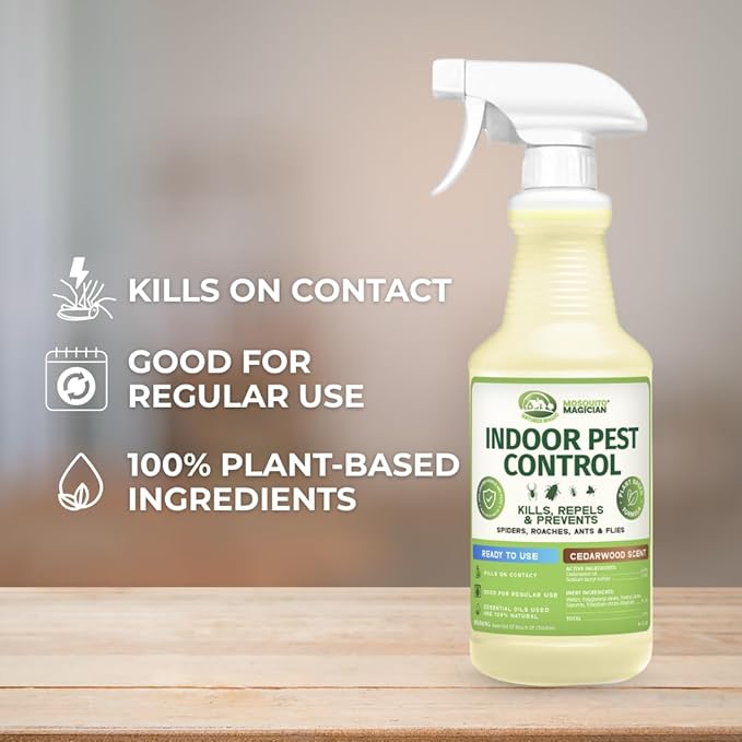 Mosquito Magician Indoor Pest Spray – Design for Indoor Use to Neutralize Spiders, Roaches, Ants & Flies with Plant-Sourced Essential Oils, Efficient Ready to Use Home Pest Spray – Rosemary, 16 OZ