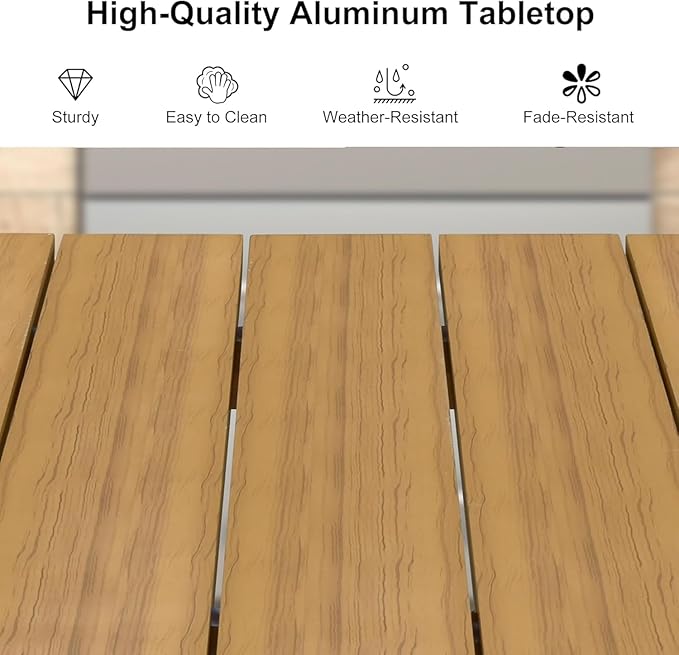 PURPLE LEAF 7 Pieces Longer Outdoor Dining Set with Patio Aluminium Dining Table and Wicker Chairs Modern Furniture Cushions Sets for Backyard Indoor Decor Kitchen Teak