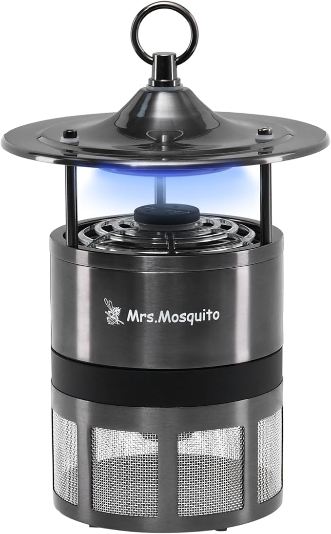 Outdoor Mosquito Trap – Premium Stainless Steel Insect Killer with UV Light & Octenol Lure, Rainproof, Ultra-Quiet, 15,000-Hour Lamp Life, Safe for Family & Pets