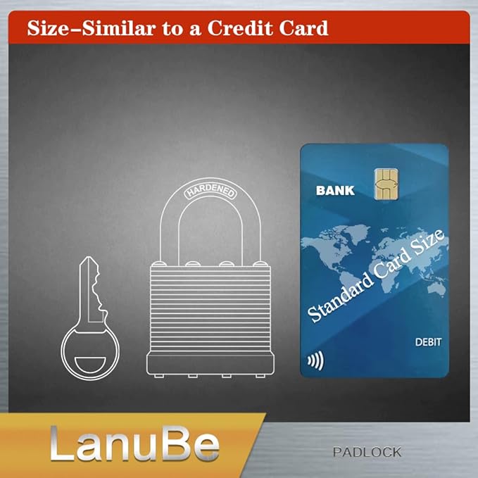 LanuBe Lock Laminated keyed padlock1-9/16 inch, keyed Alike Locks, Normal Shackle,Marked Black Plastic Hoop, Pack of 120
