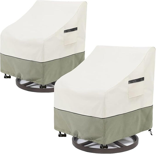 Outdoor Swivel Rocker Chair Covers 2 Pack,35 W x 37 D x 36 H inches,100% Waterproof Heavy Duty Outdoor Chair Covers,Patio Furniture Cover for Swivel Patio Chair,Beige&Grayish Green