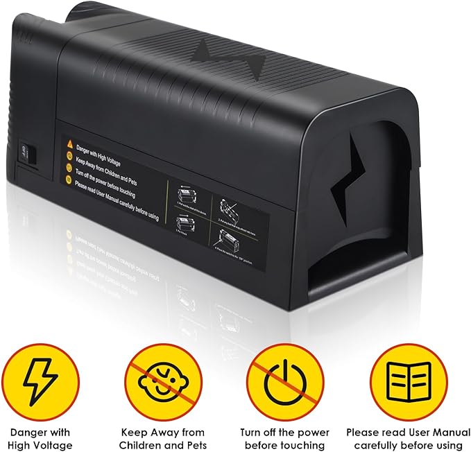Upgraded Electric Mouse Trap Zapper Rat Traps Indoor for Home, High Voltage Instantly Kills Mice & Rats, No Touch Reusable Indoor Rodent Killer for Attic, Kitchen, Garage