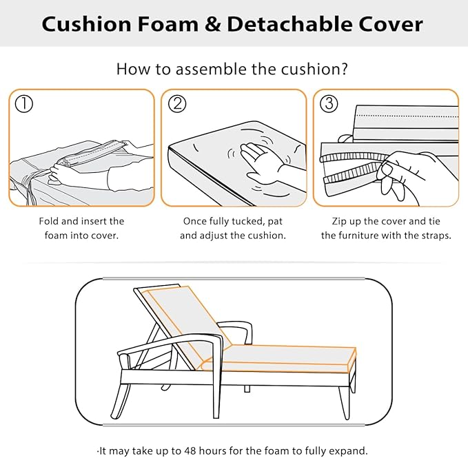 Sundale Outdoor Olefin Chaise Lounge Cushion Set of 2, Water-Resistant Patio Lounge Chair Cushion, Thick Lounger Pad with 4 Straps Teal, 72 x 21 x 4 Inches