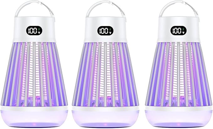 Zappify Zapper Pro 3 Pack Portable Bug Zapper, Indoor & Outdoor, Cordless Rechargeable Mosquito Zapper, Hanging Hook, 1500V High Voltage, Trap for Fly, Insect, Mosquito & Bugs