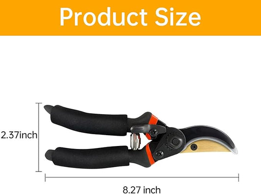 Titanium Bypass Pruning Shears, Rust-Resistant Coated Hand Pruners with Ergonomic Handles, Heavy Duty Garden Hedge Clippers Tools for Bonsai Scissors & Loppers