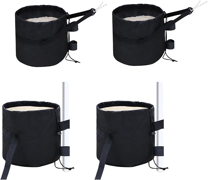 EAGLE PEAK Pop up Canopy Tent Weight Bags 160 lbs Pack of 4, Gazebo Sand Bags 4pcs Per Set, Sand NOT Included, Black