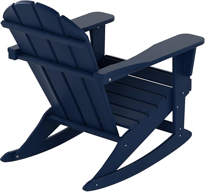 WestinTrends Malibu Outdoor Patio Porch Rocking Adirondack Chair (Set of 4), Navy Blue