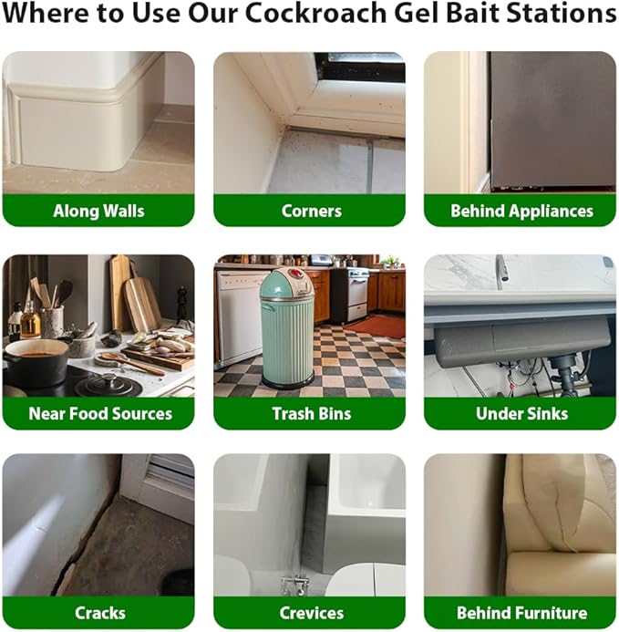 32 Pack Roach Killer Indoor Infestation Roaches Gel Bait Stations, Powerful Cockroach Killer Indoor Home for Roach Infestation, Long-Lasting & Effective Cockroach Gel Bait, Easy to Use & No Mess