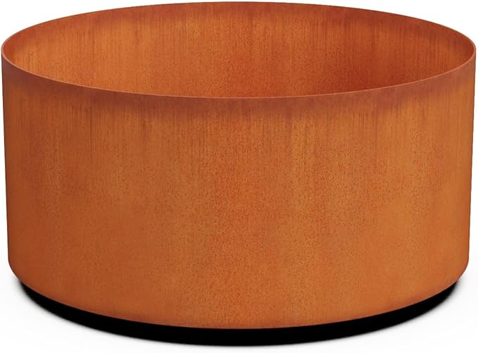 PLANTERCRAFT Corten Steel Metal Planter Box, Round Sizes, Modern Garden Steel planters for Commercial and Residential Outdoor Use.