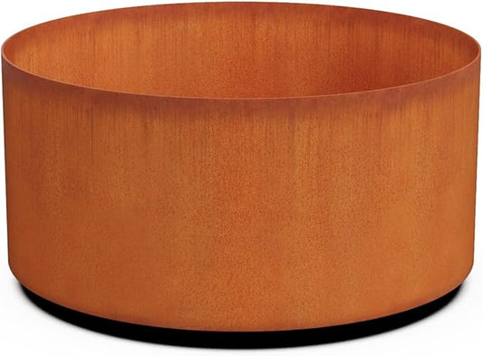 Plantercraft Large Round Planters for Outdoor Plants | 24" Dia x 12" H Corten Steel Planter | Extra Large Outdoor Planters & Metal Raised Garden Bed for Patio or Landscape