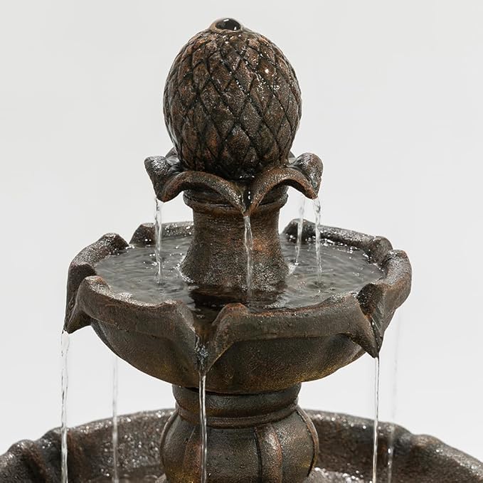 Warm Garden 3 Tiered Outdoor/Indoor Water Fountains –42.2 in. Tall, Like Stone Bird Bath for Outside, Elegant Waterfall Feature for Garden, Yard, Patio, Home Decor (Bronze Color)