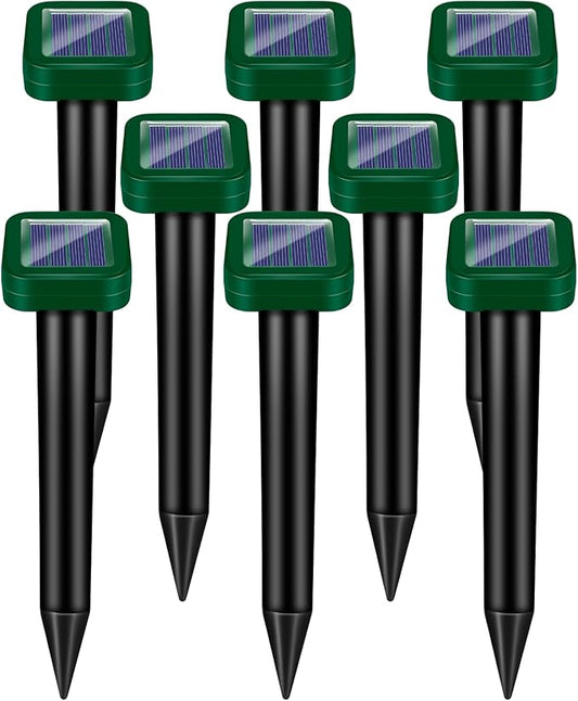 8 Pack Mole Repellent Solar Powered, Rodent Repellent Outdoor Ultrasonic, Waterproof Pest Deterrent for Yard, Lawn, Garden - Drives Away Rodent, Voles, Skunk, Groundhogs, Snake, Chipmunks, Raccoons