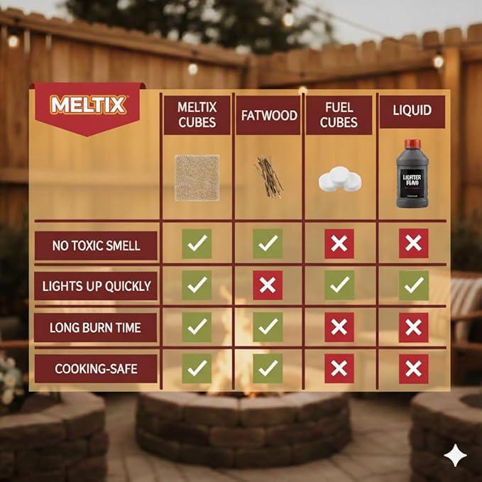 MELTIX 160pс Fire Starters for Charcoal Campfires BBQ Grill Pits Wood Stoves Odorless, Waterproof, Long-Lasting Kindling Cubes