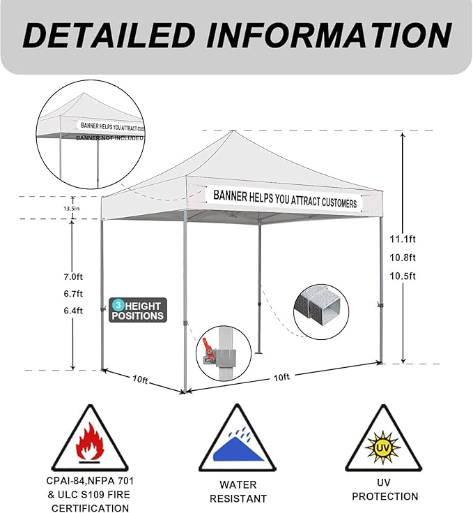 Eurmax USA Standard 10x10ft Patio Pop Up Canopy Tent for Outdoor Events Commercial Instant Canopies with Heavy Duty Roller Bag,Bonus 4 Canopy Sand Bags(Beige)