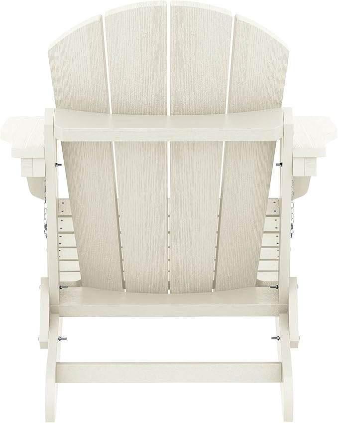 SERWALL Adirondack Chair - Folding Adirondack Chairs HIPS Outdoor Chairs Set of 6 Weather Resistant- White
