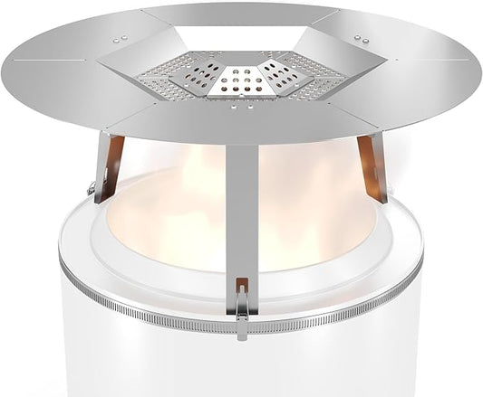Upgraded Heat Deflector for Solo Stove Bonfire 19.5’’, 304 Stainless Steel Heat Diffuser with Detachable Legs & Fix Hoop, Capture and Redirect Warmth, Camping Accessory