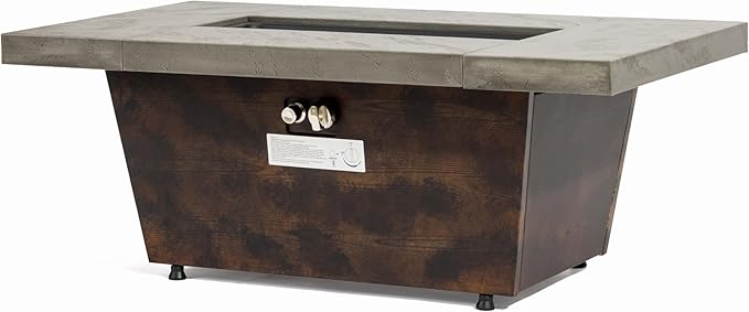 Outdoor Fire Pit Table Propane Gas Fire pits Outdoor Fireplaces 42'' Rectangular Firepit Table, 50,000 BTU Fire Table for Patio Set, White&Blue Glass, Grey.