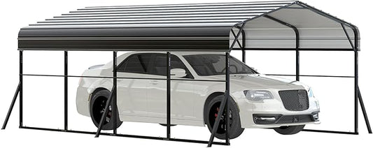 12x20 FT Heavy Duty Metal Carport Kit with Reinforced Frame & Anchor Bolts, for RV, Truck, Boat, Tractor Shelter, 100MPH Wind/35PSF Snow Rating, Easy Assembly