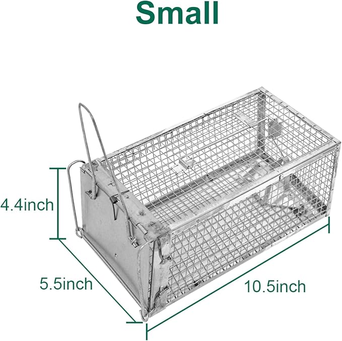 SZHLUX Rat Trap,Mouse Traps Work for Indoor and Outdoor,Small Rodent Animal-Mice Voles Hamsters Cage,Catch and Release(Small), Silver (SZ-SL2614X)