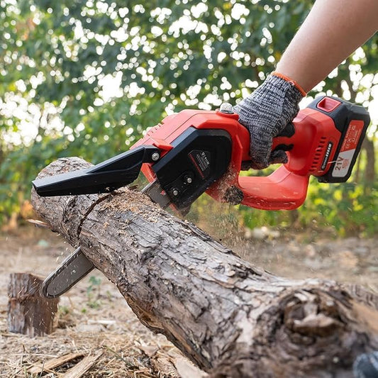 Mini Chainsaw with Battery, 8 inch Electric Chainsaw with 2 * 21V Batteries, with Safety Lock and Strong Motor for Tree Trimming, 800 W