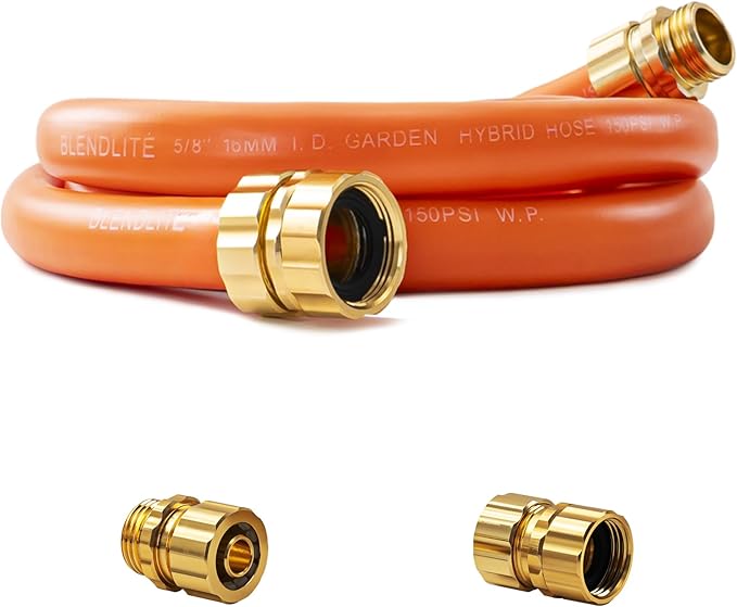 5/8" x 3ft Hybrid Garden Hose, Custom Length, -40°F to 150°, All-weather, NO Kink, Flexible, Leakproof water Hose With Additional Customizable Solid GHT Fittings