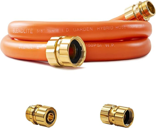 5/8" x 3ft Hybrid Garden Hose, Custom Length, -40°F to 150°, All-weather, NO Kink, Flexible, Leakproof water Hose With Additional Customizable Solid GHT Fittings
