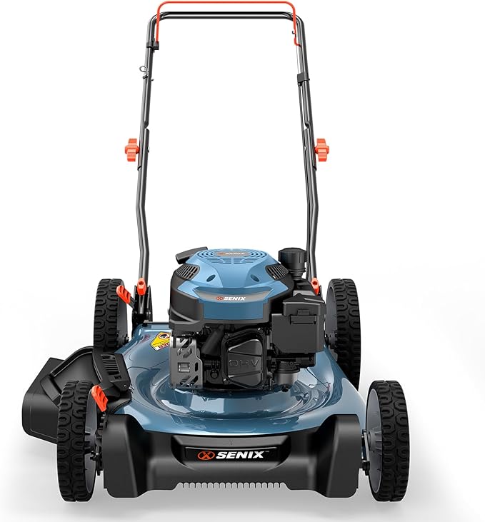 SENIX 144 cc Gas Lawn Mower, 21 inch 2-in-1 Push with Mulching and Side Discharge, 4-Cycle Engine, 6 Position Cutting Height Adjustment for Yard and Garden