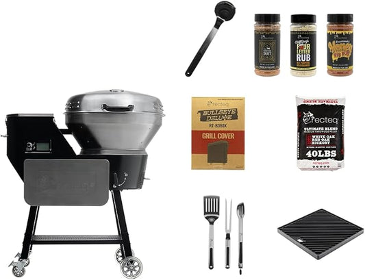 recteq Pellet Grill RT-B380X Bullseye Deluxe + Searing Essentials Bundle, WiFi Enabled Electric Pellet Smoker Grill, Wood Pellets, BBQ Outdoor, Smoke, Sear, and More