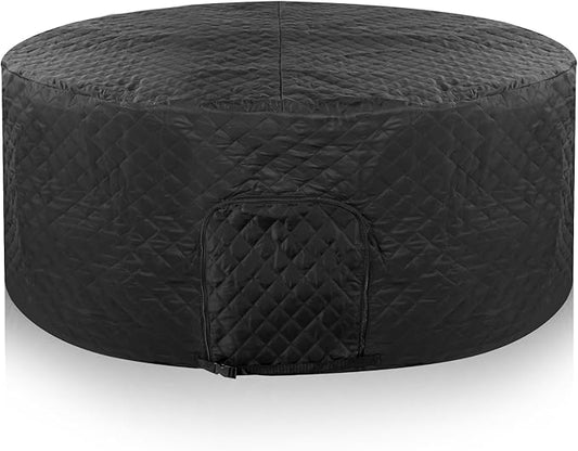 Round Insulated Inflatable Hot Tub Thermal Cover, Energy Efficient Thermal Cover with Zipper Door Hot Tub Lid Protector for Outdoor Use Waterproof Dustproof and Keeping Warm, 71 x 27 Inch (Black)