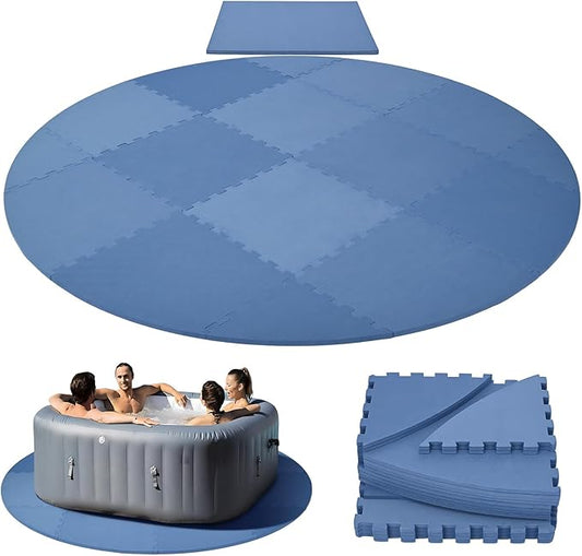 77 Inch Hot Tub Mat & Pad for Inflatable Tubs - 1/2" Extra Thick Non-Slip EVA Foam Padding, Spa Foundation for Outdoor Hot Tubs, Pool, Game Room & Camping Mat (Easy Clean)