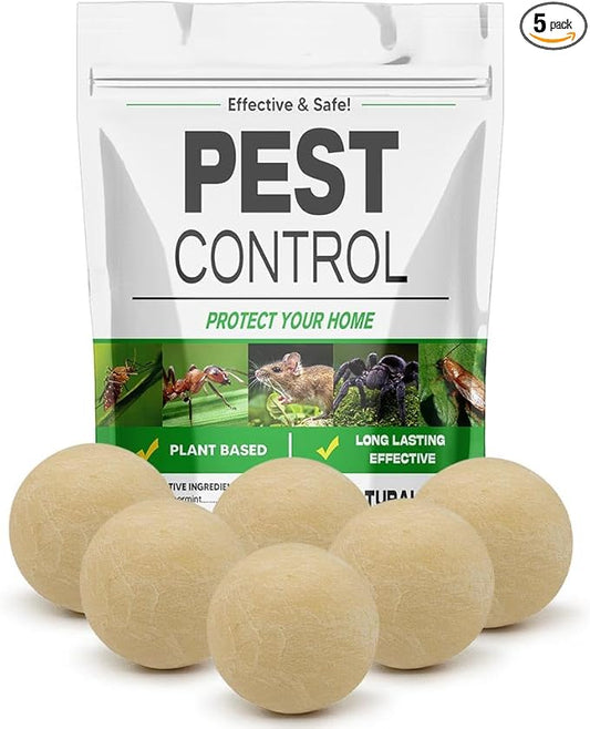 Pest Control, Rodent Repellent, Mouse Repellent Indoor/Outdoor, Peppermint Oil to Repel Rats, Roaches, Ants, Spiders & Moths, Mice Deterrent That Works for House, 3 Months Protection-5P