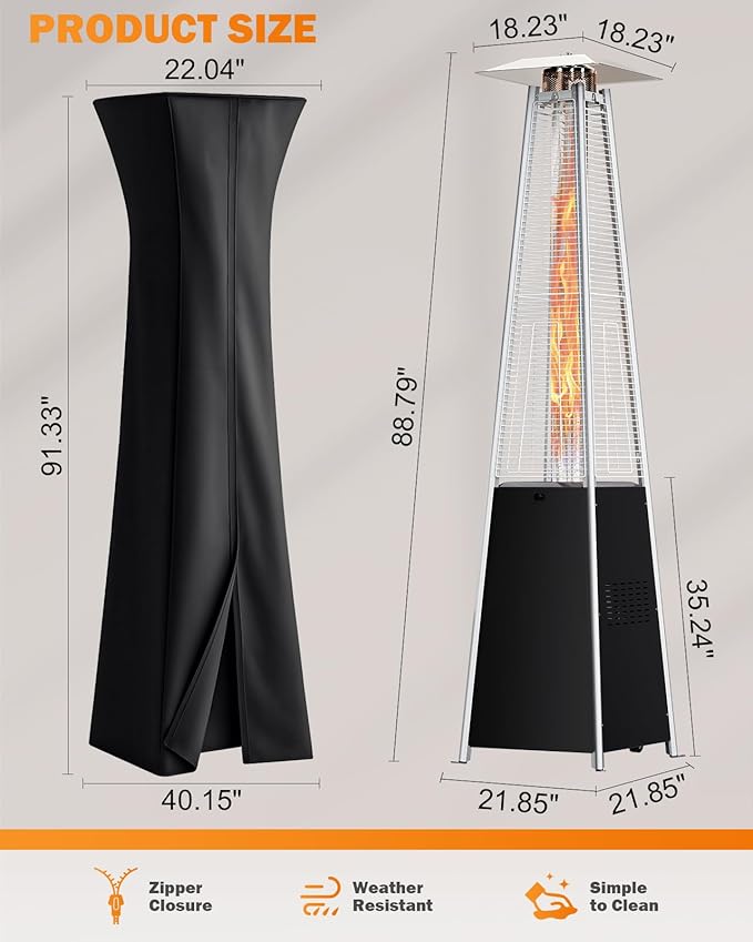 Pyramid Patio Heater for Outdoor Use, 48000 BTU Fast Heating Propane with Wheels & Weatherproof Cover, Triple Protection System Outdoor Heaters for Patio, Yard, Pool, Garden (2 Black Heater)