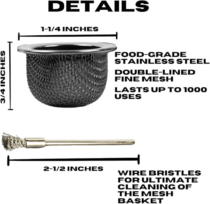 Cocktail Smoker Replacement Mesh Basket & Stainless Steel Wire Brush for Cleaning by Smokeshow (5-Pack)